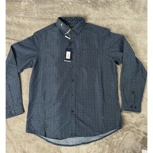 International Report Men Casual Shirt Blue Floral Button down Size L